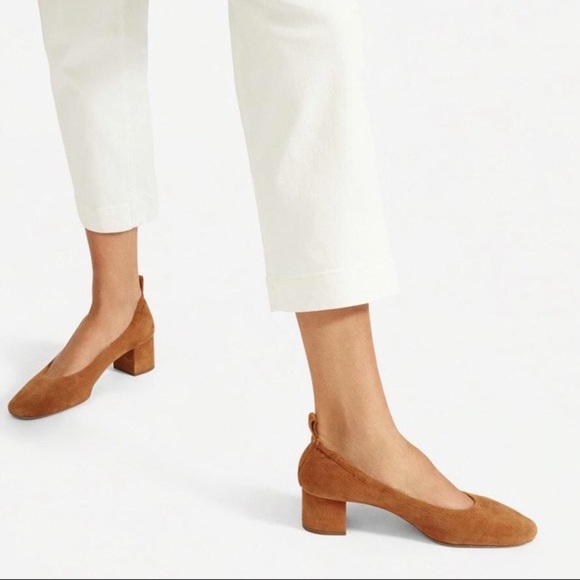 Everlane Shoes - Everlane Day Heel Pump Cognac Suede Sz 10